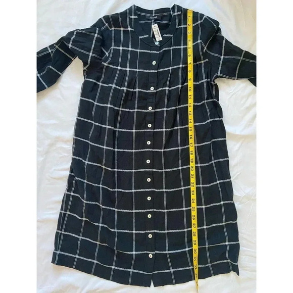 Madewell Collarless Shirtdress in Windowpane - Picture 2 of 5